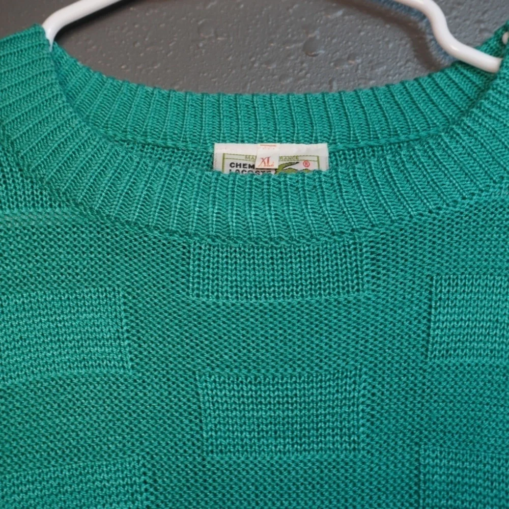 Lacoste Mens Light Green Chemise Crew Neck Vintage Long Sleeve Sweater Size XL - Picture 4 of 9
